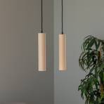 Lampă suspendată tubulară din lemn, două lumini