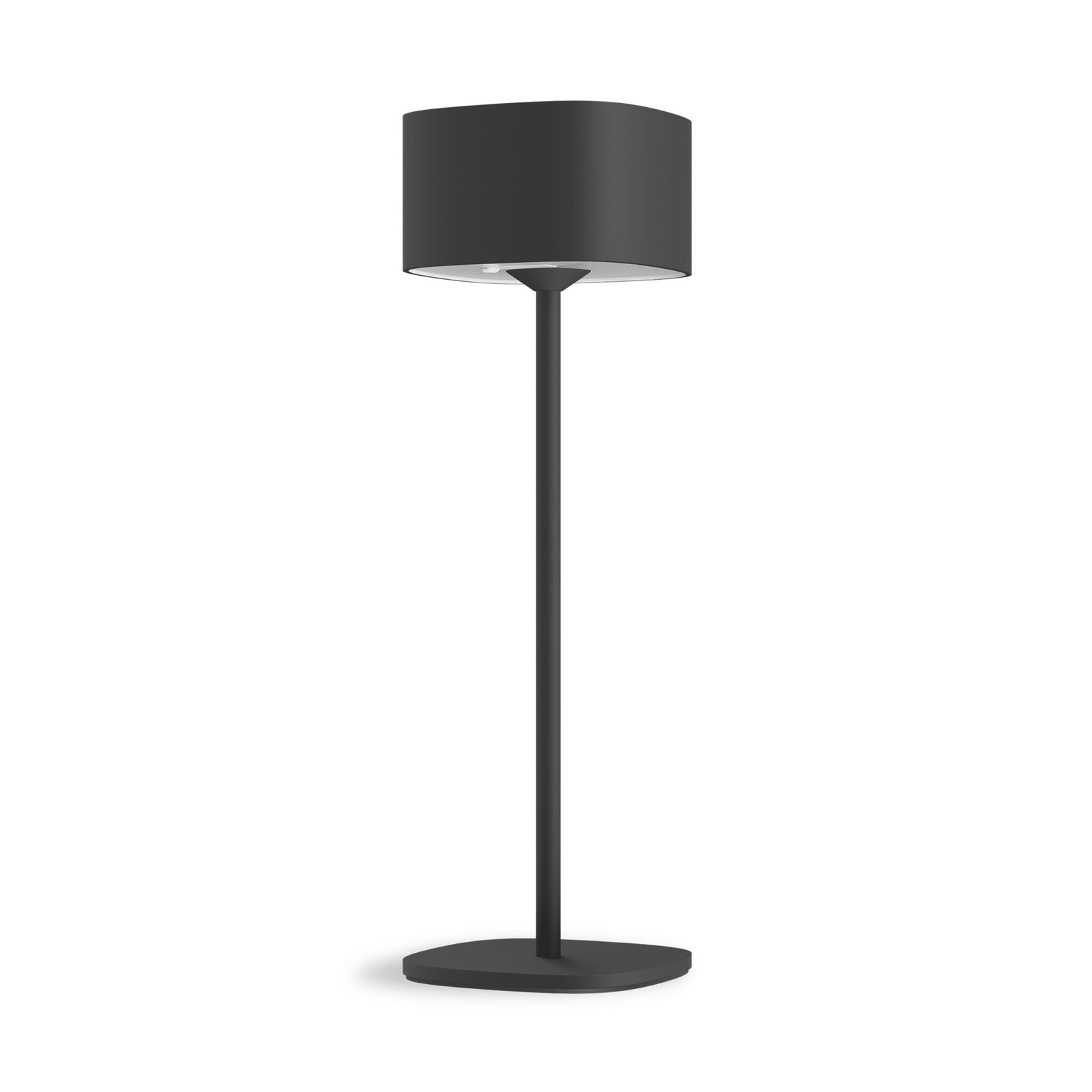 Calex LED-akku-pöytävalaisin Serino, musta, alumiini, 2700 K