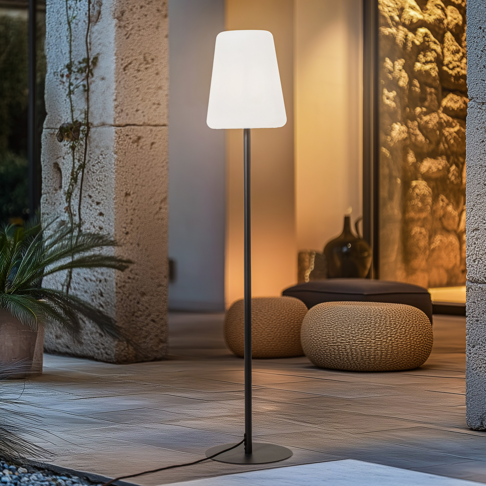 Patio vloerlamp, IP44, grafiet/wit, hoogte 148 cm