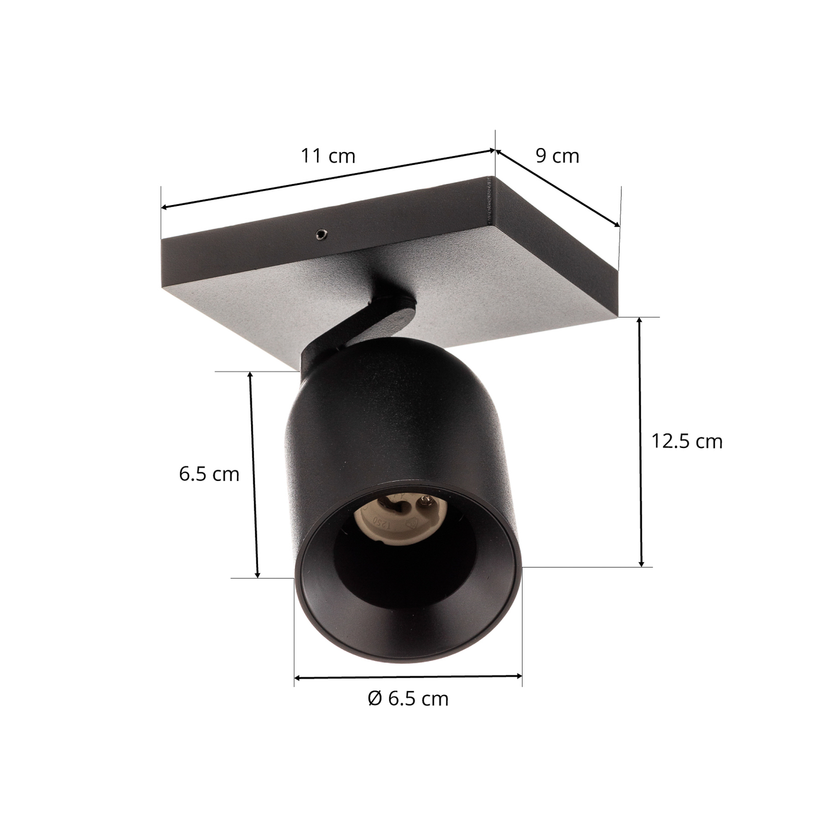 Arcchio spot Brinja, angulaire, noir, 1 lampe, aluminium, GU10