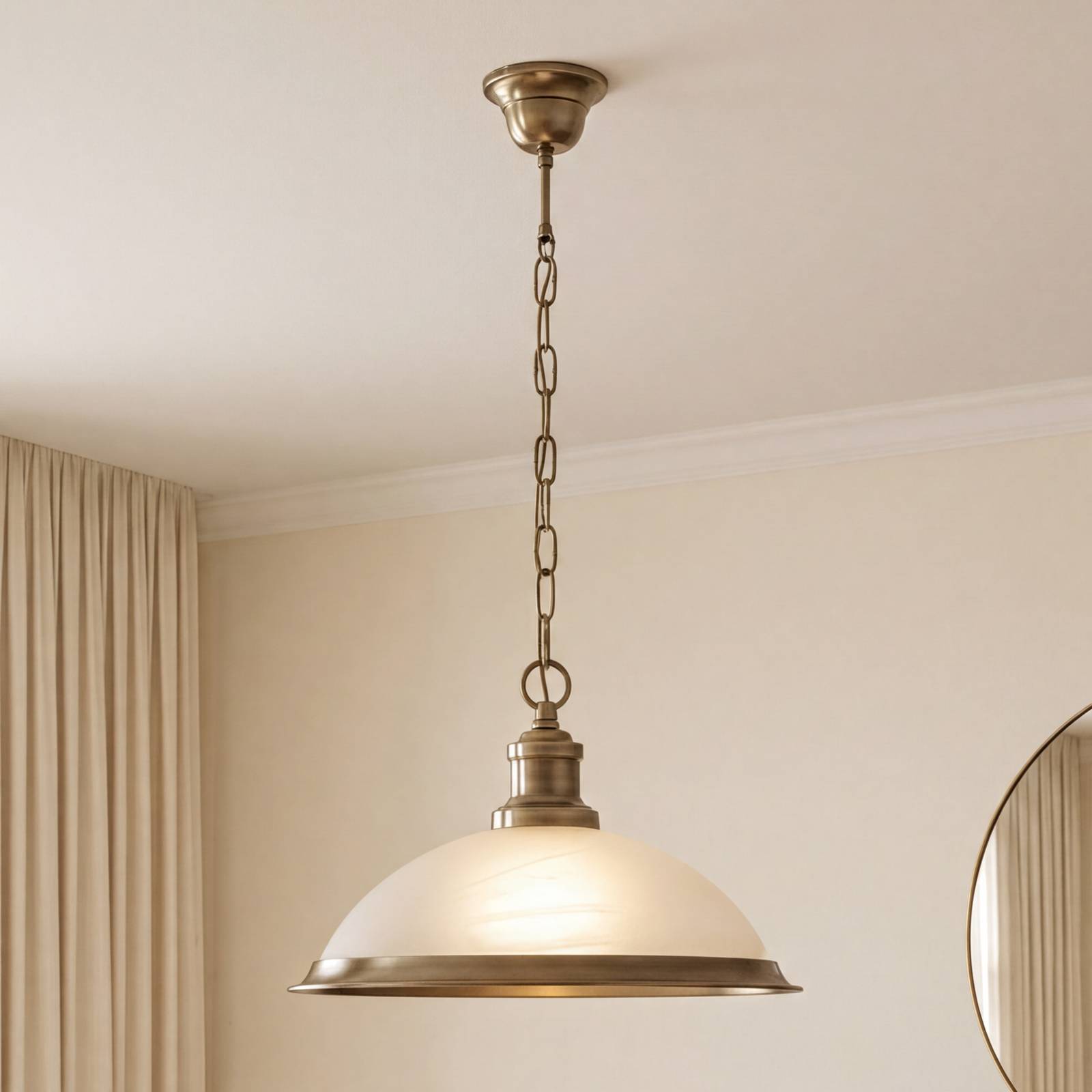 Searchlight Glass Bistro Hanging Light In Shimmering Gold
