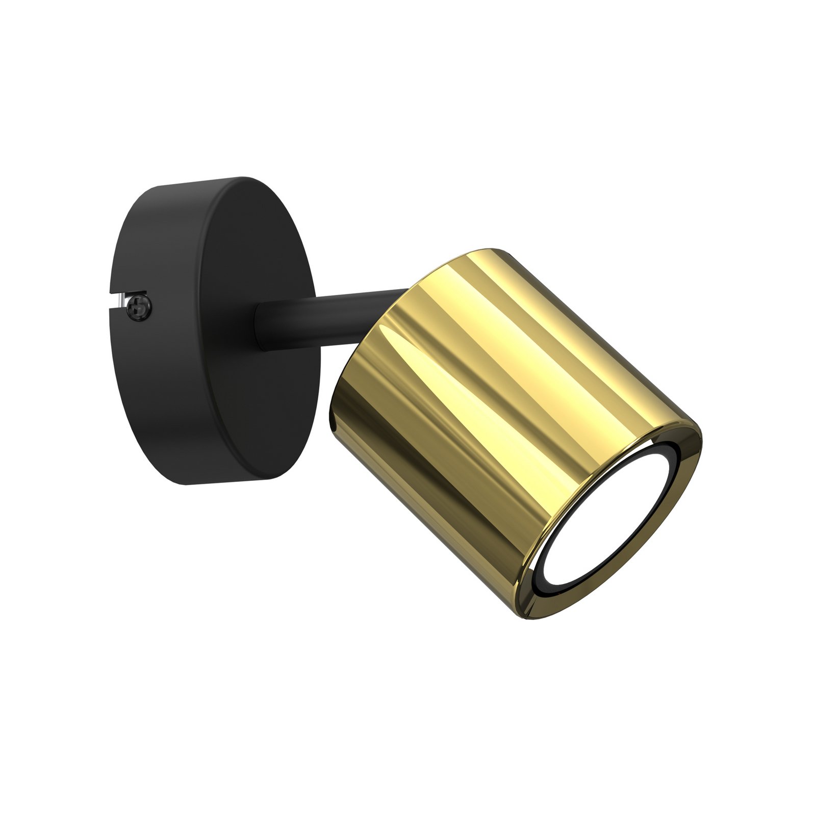 Demia wall spotlight, black/brass-coloured, width 10 cm