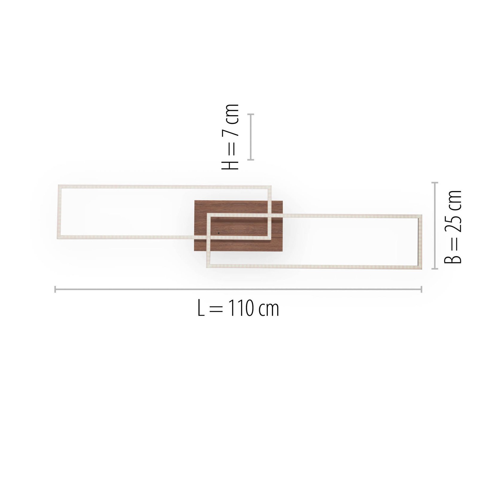 LED-Deckenleuchte Iven, dim, stahl/holz, 110x25cm