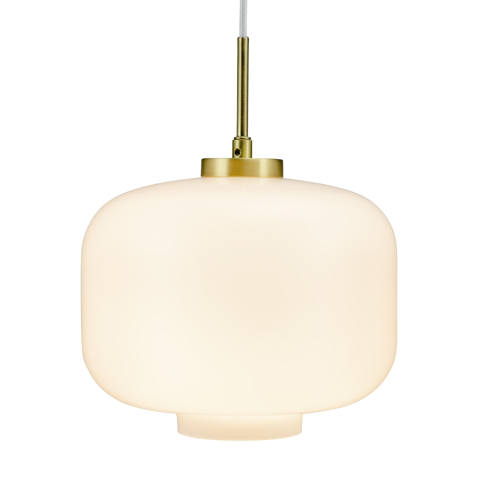 Dyberg Larsen hanging light Arp, brass-coloured, glass, Ø 30 cm