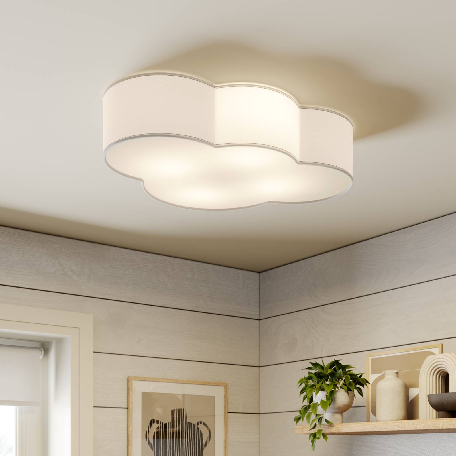 Photos - Chandelier / Lamp TK Lighting Cloud ceiling light made of textile, length 62 cm, white 