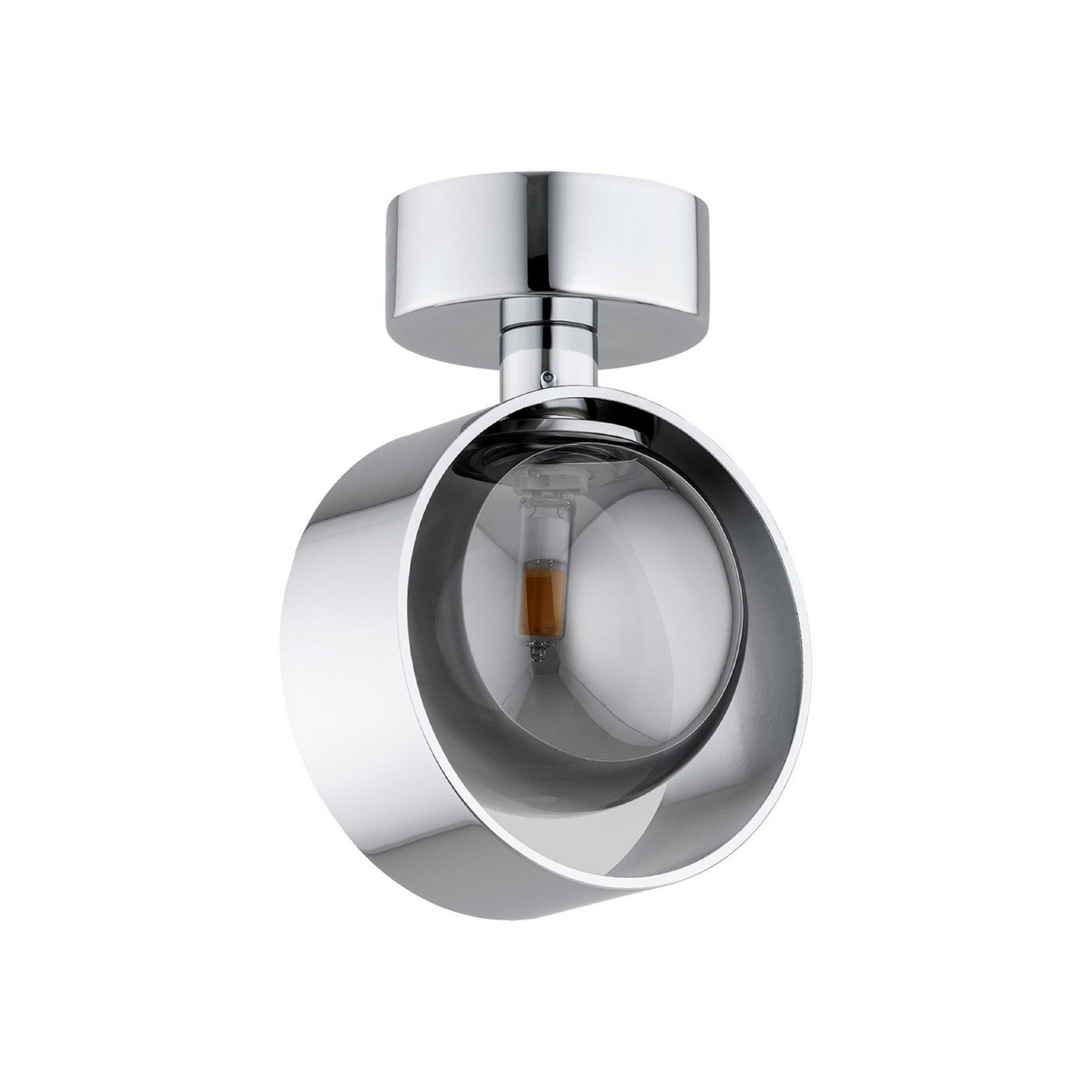 Mado wall light, chrome-coloured steel, smoked glass, 1-bulb