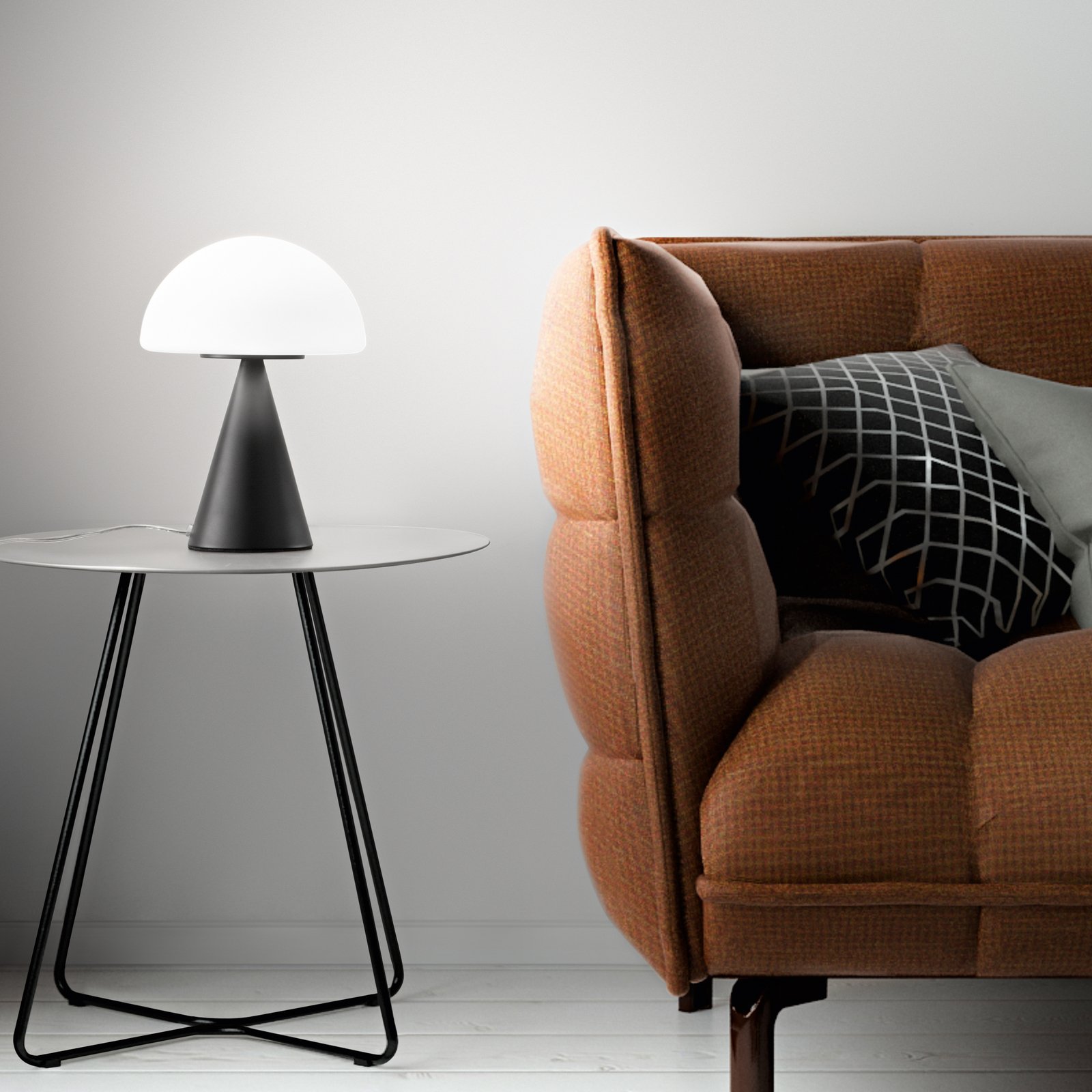 LED table lamp Blip, black/white, glass, CCT, touch dimmer