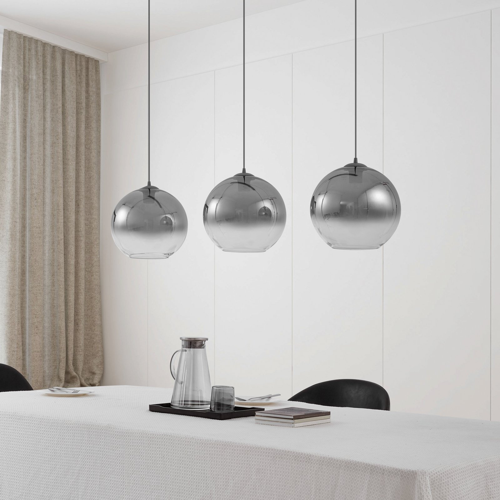 Brillar riippuvalaisin, 3-lamppuinen, 128 cm, savuharmaa, lasi - Lucande