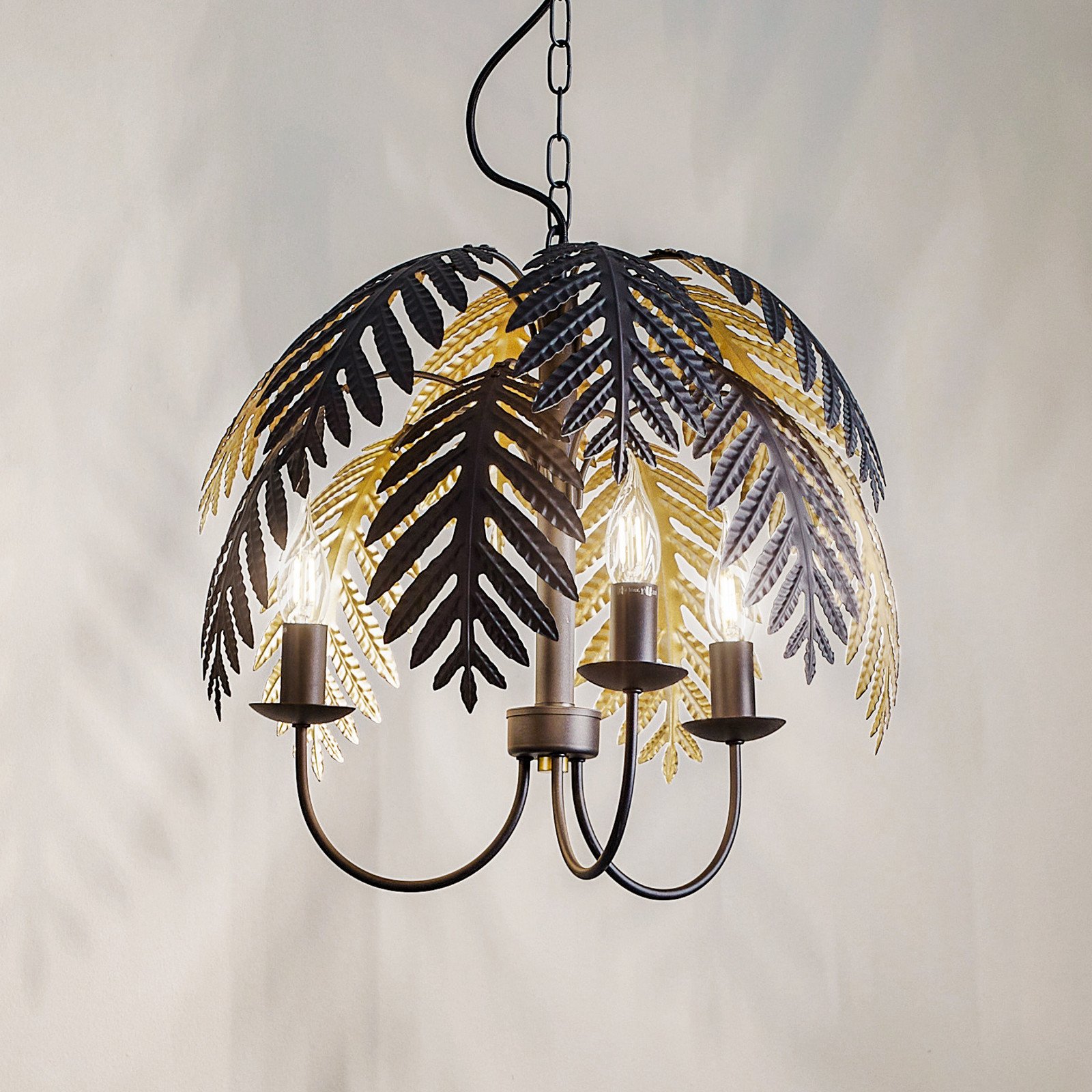 Lucande Aparas lampă suspendată aspect frunză 1 bec 50 cm - Camera de zi / sufragerie - design - negru - Metal
