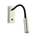 Aplique de pared LED Rocco, níquel mate, brazo flexible negro