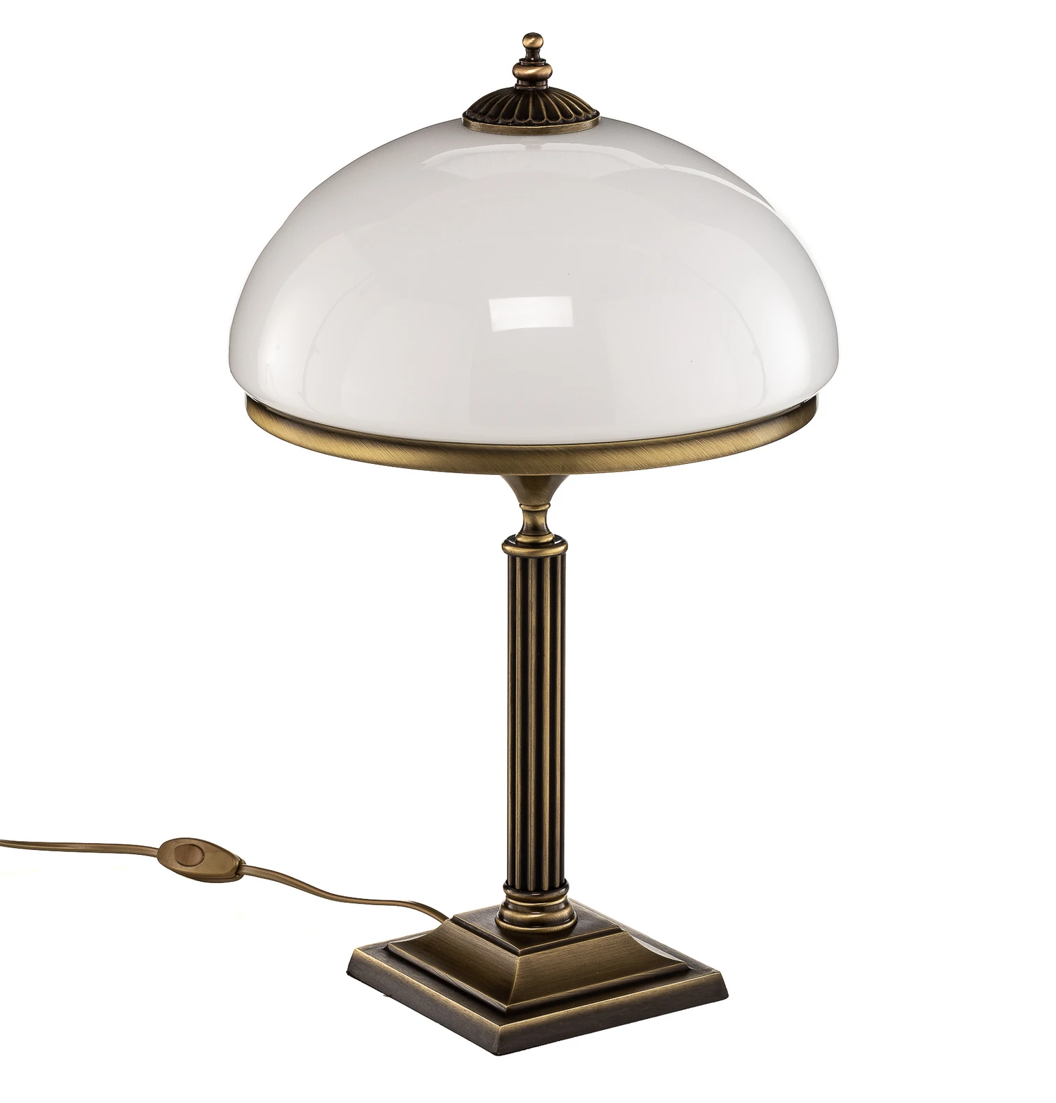 Lampe à poser Petro, verre, couleur laiton vieilli, hauteur 50 cm