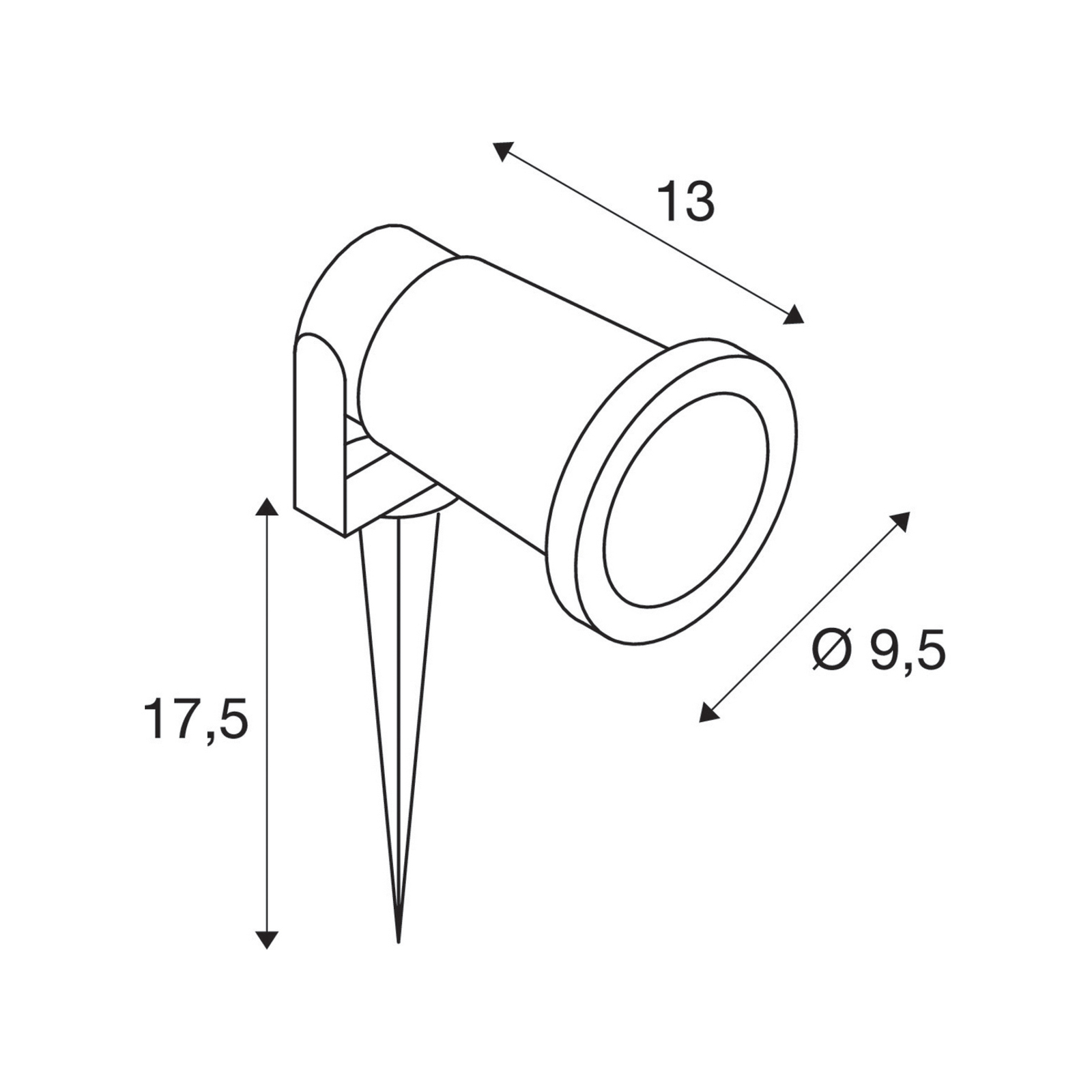 SLV Projecteur d'extérieur Nautilus Spike XL, noir, aluminium, Ø 6,5 cm