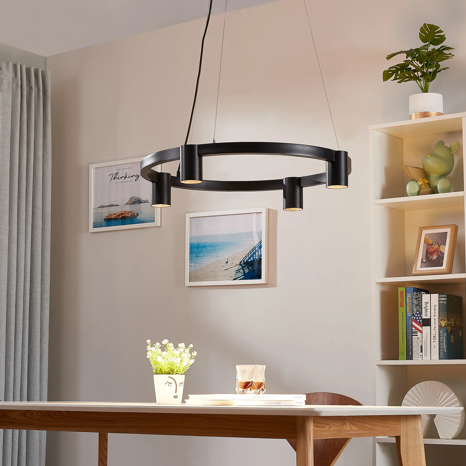 Arcchio Hängeleuchte Brinja, schwarz, Ø 64 cm, 4-flg., GU10