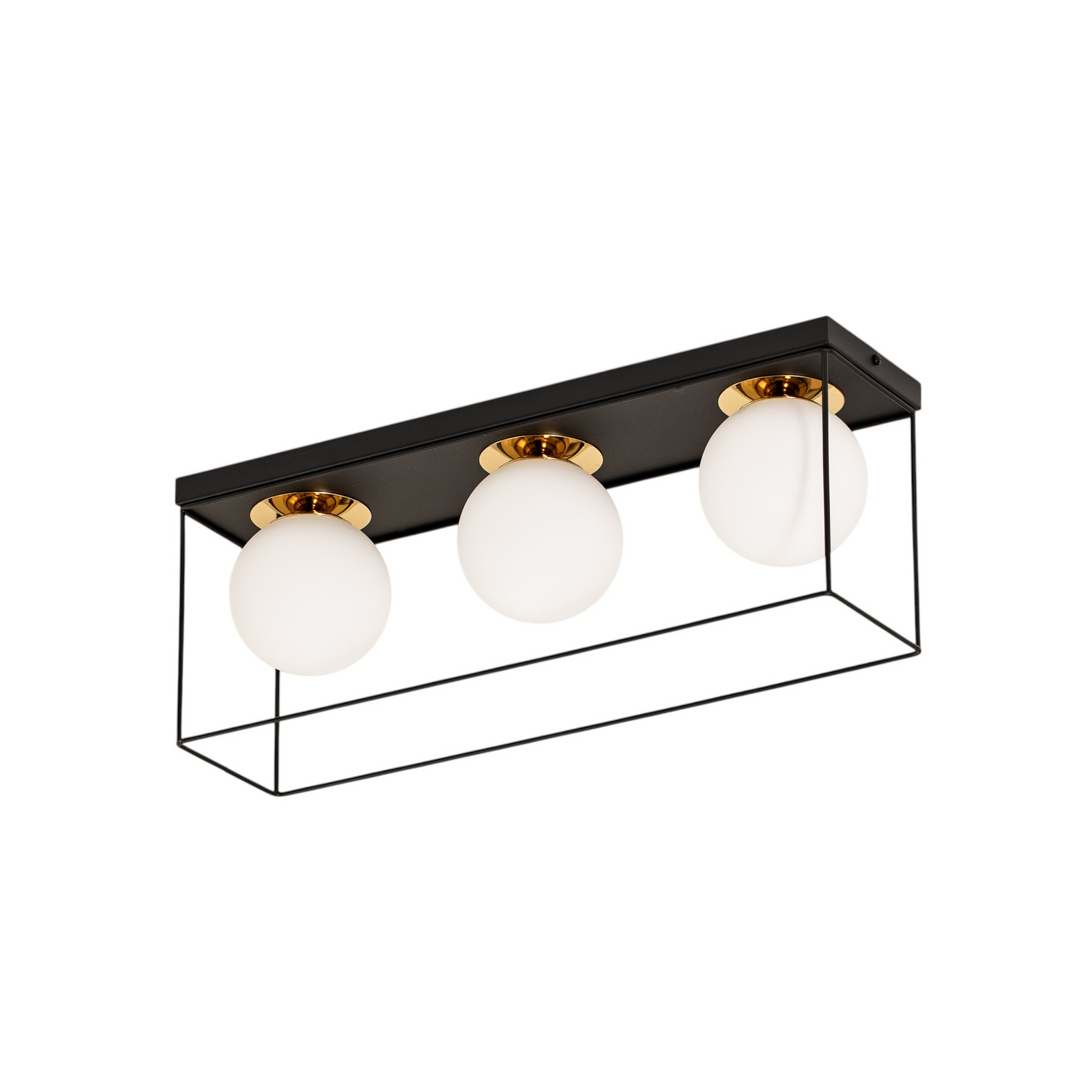 Deckenleuchte Aroma, 3-flammig, schwarz/weiß/gold, Stahl