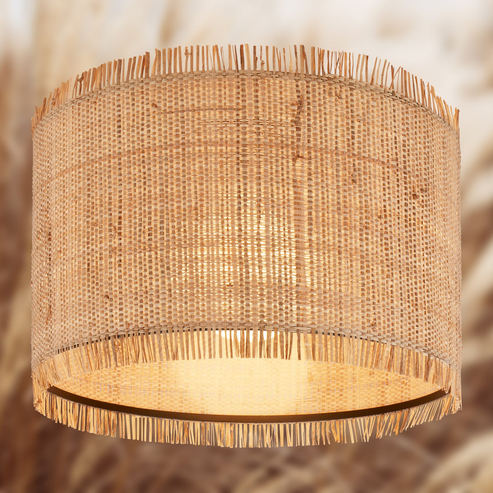 Borra ceiling light, natural colour, Ø 40 cm, straw, E27