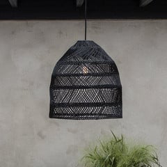 PR Home Lampada a sospensione Maja, rattan, nero, Ø 53 cm