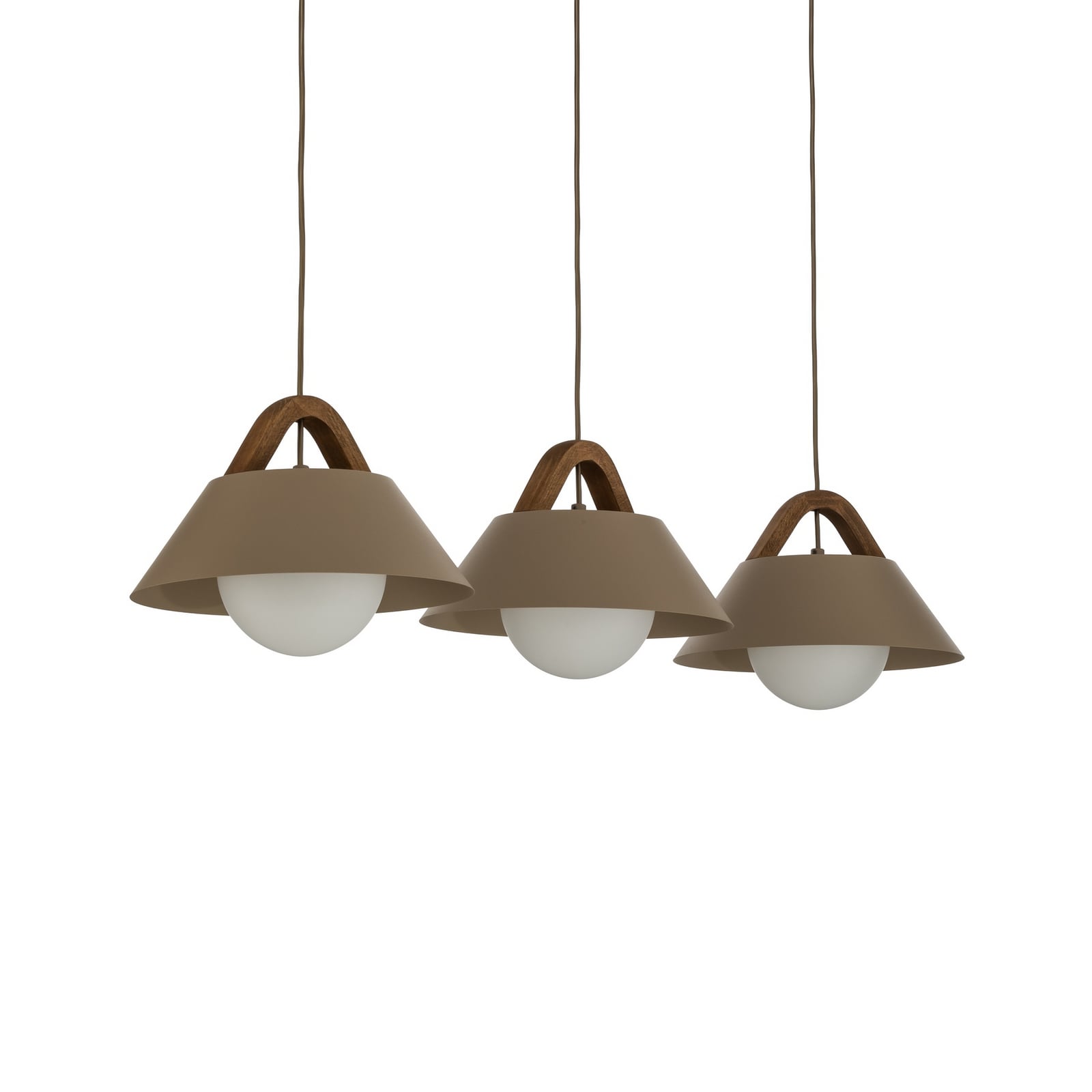 Hanglamp Funda, beige, lengte 110 cm, 3-lamps, metaal/glas