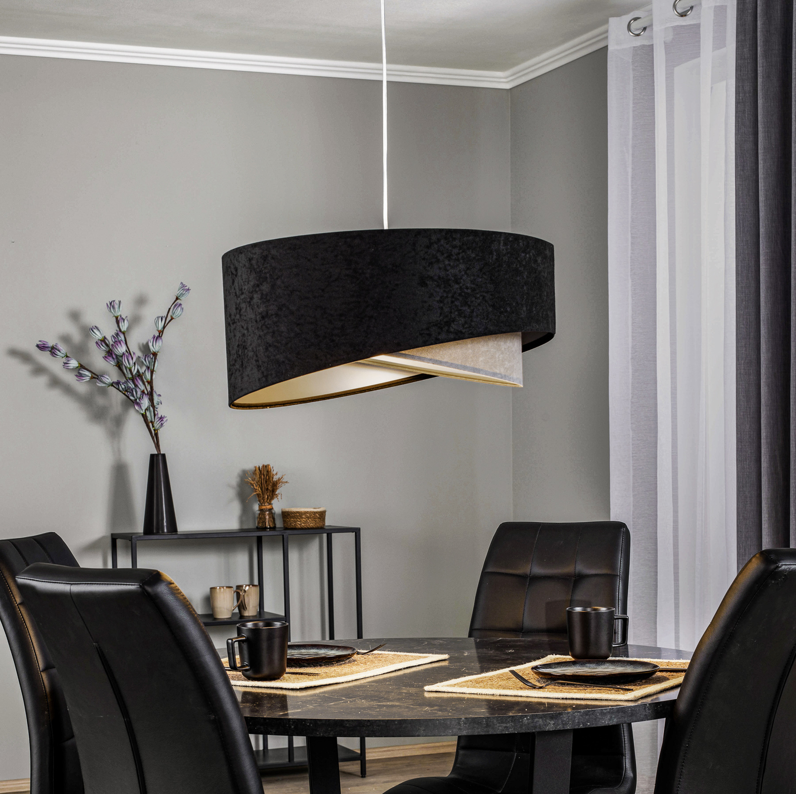 Vivien pendant lamp, 3-tone, black/ grey/silver