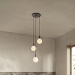 Tala viseća lampa Triple Pendant okrugla E27 opal crna/grafit