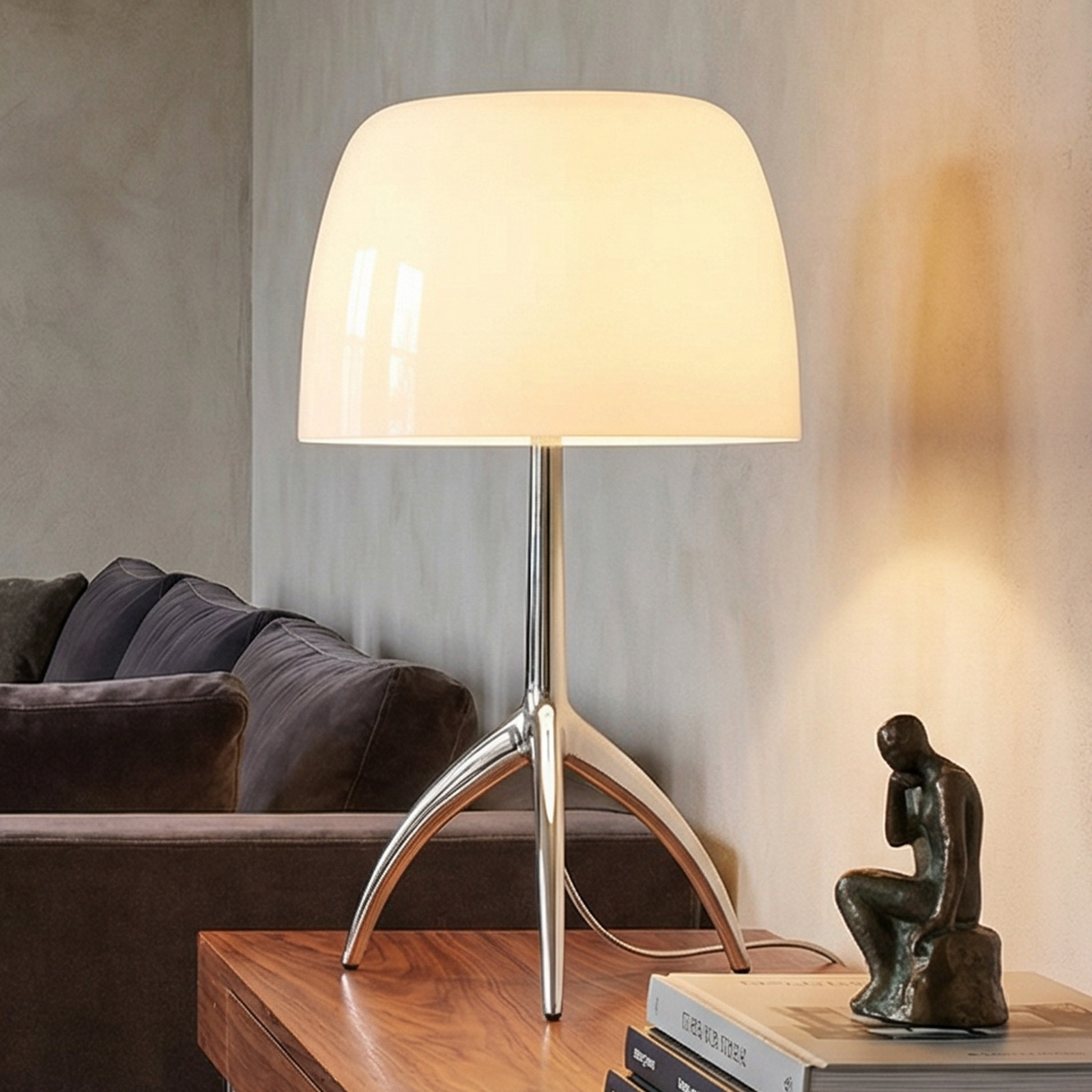 Foscarini Lumiere piccola aluminiu/alb dimabil - Camera de zi / sufragerie - Design - alb aluminiu - Sticlă