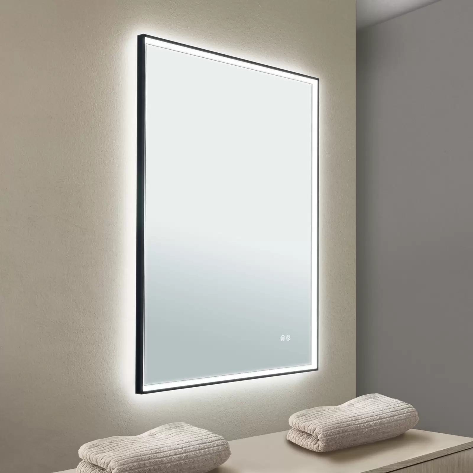 LED-Spiegel Frame, 70 x 90 cm, CCT, Antibeschlag, dimmbar 