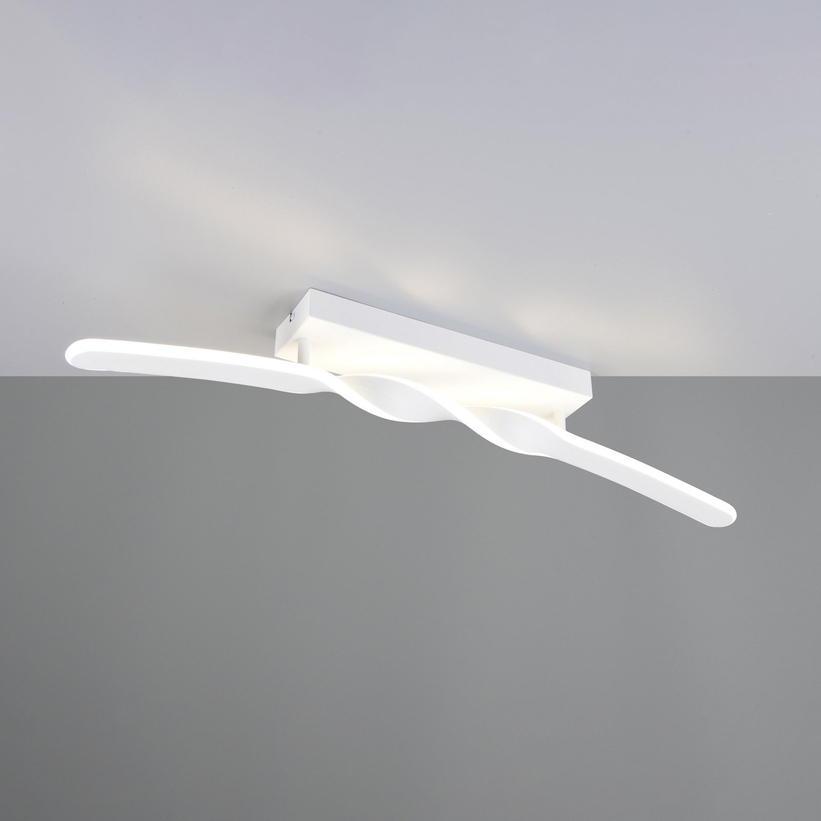 LED-Deckenleuchte Ginko, weiß matt, Metall, Länge 79 cm