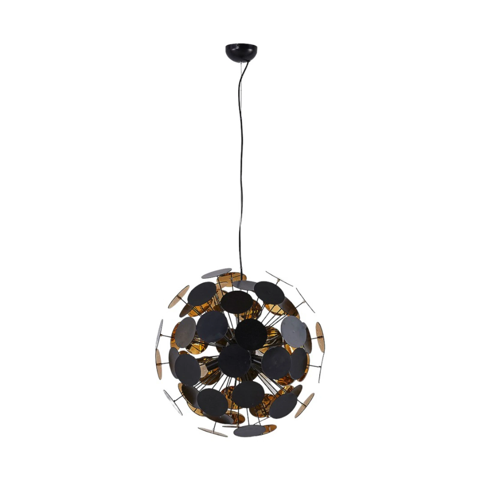 Lindby viseća lampa Kinan, Ø 54 cm, crna, zlatna, metal