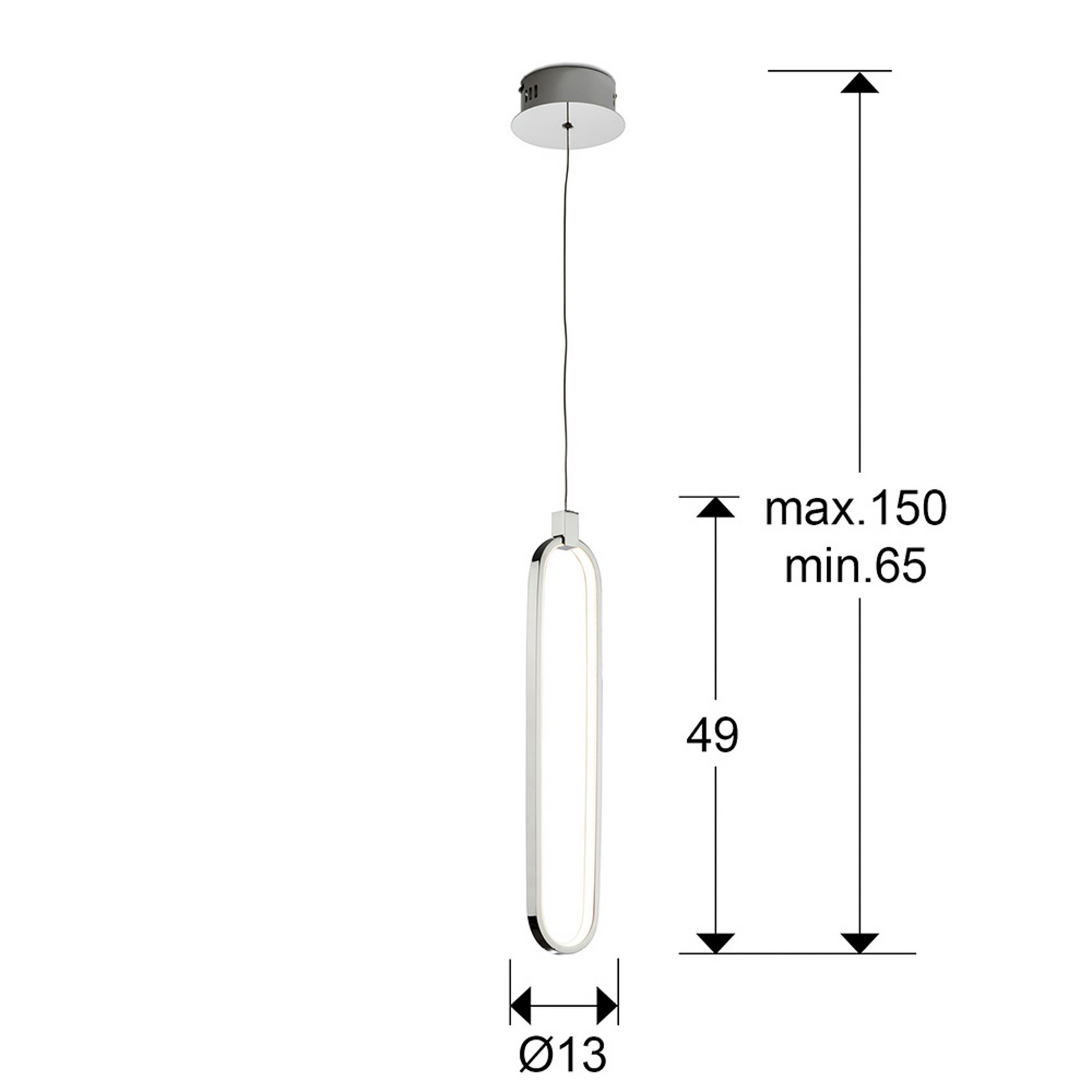 Żyrandol LED Colette, chromowany, 1-punktowy