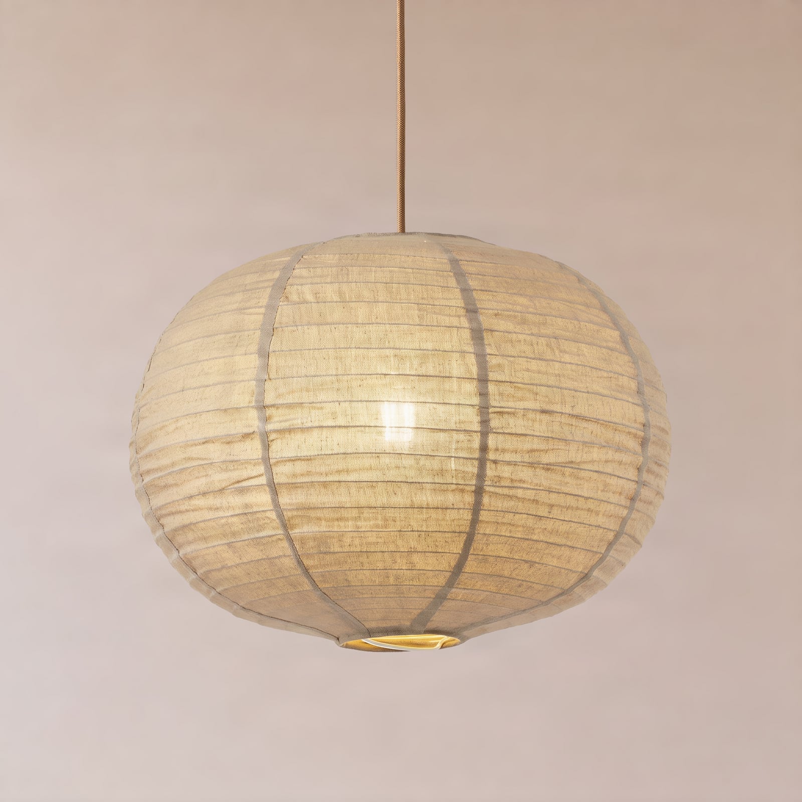 Suspension Lindby « Autumn », taupe, Ø 40 cm, lin, forme sphérique
