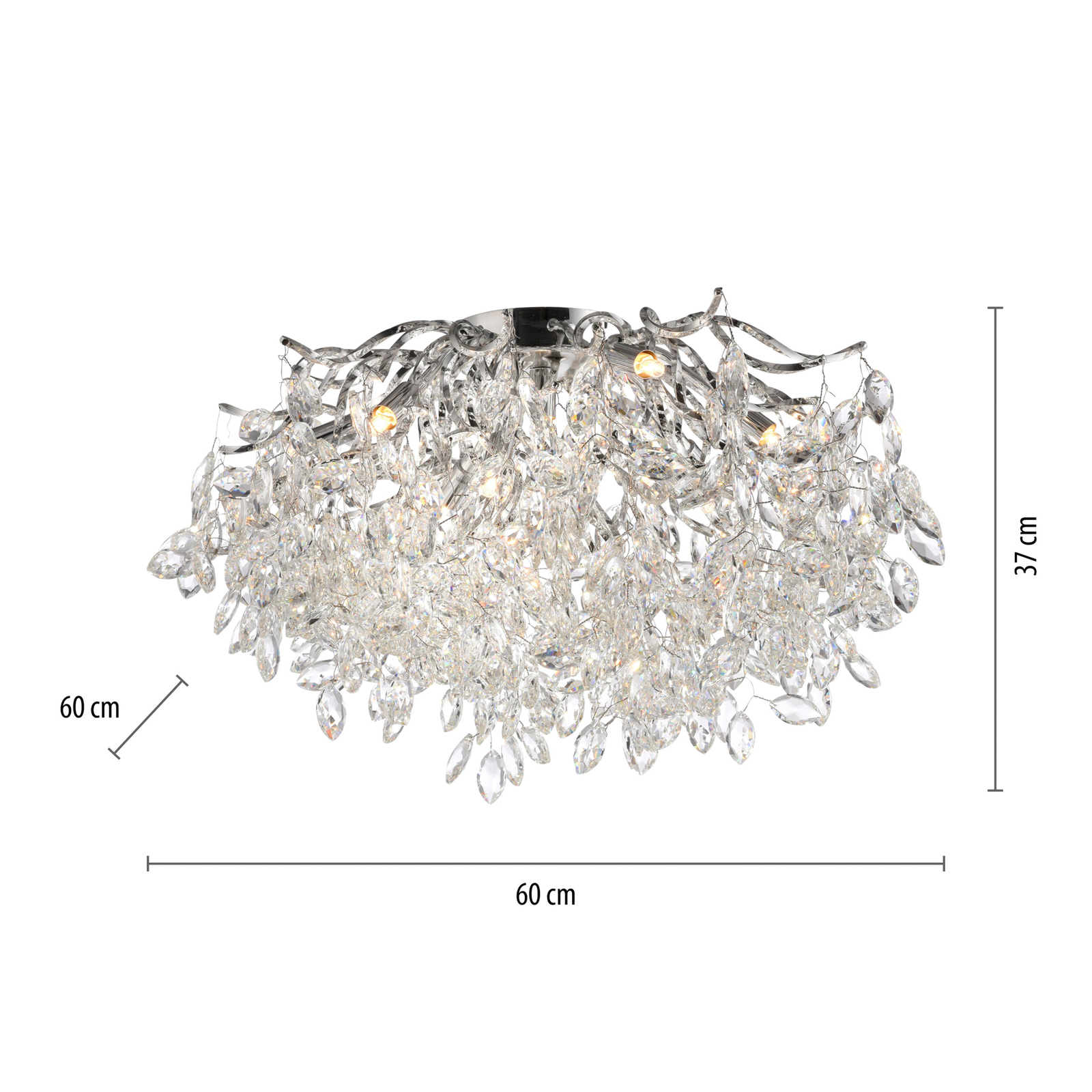 Paul Neuhaus Ricicle loftslampe, krystalpendel, Ø 60 cm