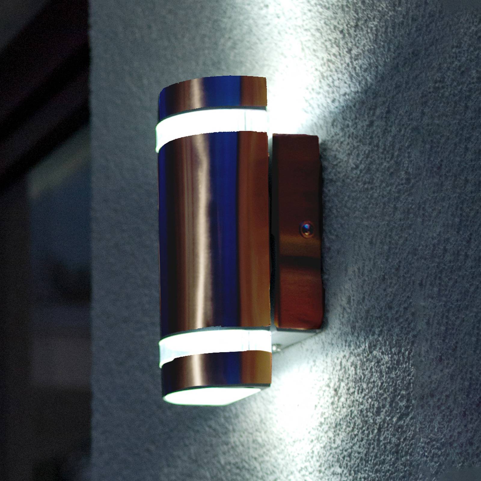 Photos - Floodlight / Street Light Lutec Focus outdoor wall stainless steel, round, 2-bulb 