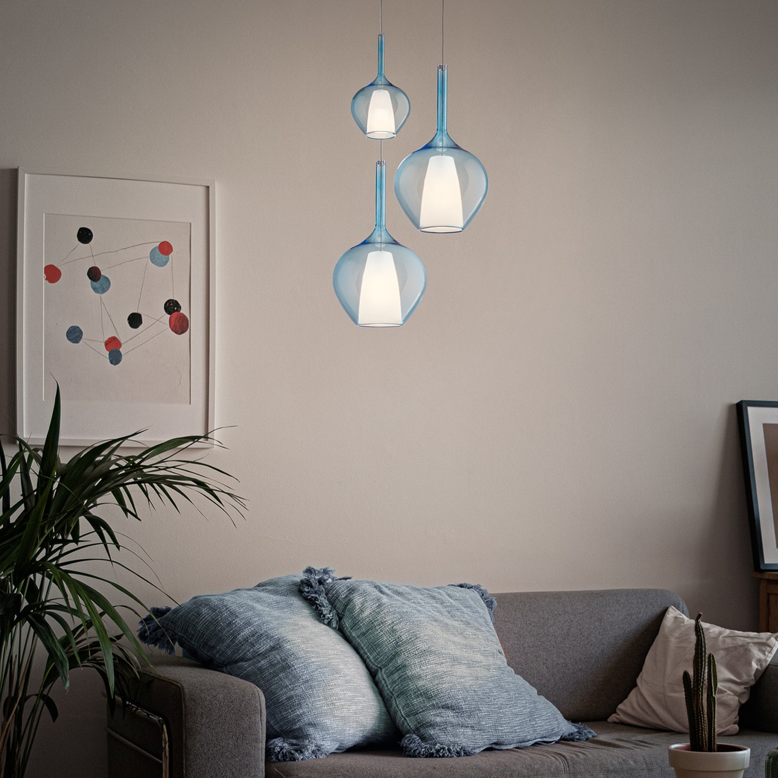 Lampada a sospensione Ideal Lux Kalique 1, blu, Ø 18 cm, plastica