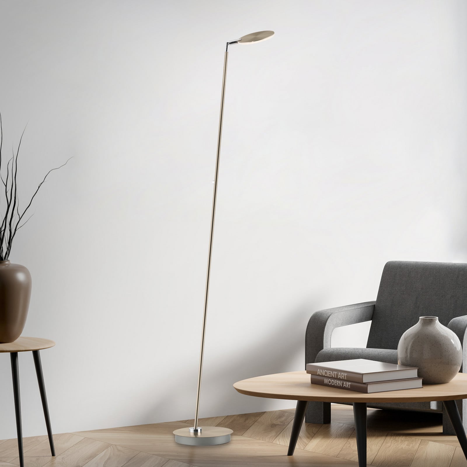 Paul Neuhaus lampadar LED Akku-Bente alamă CCT USB-C - Studiu / Birou - Modern - Metal