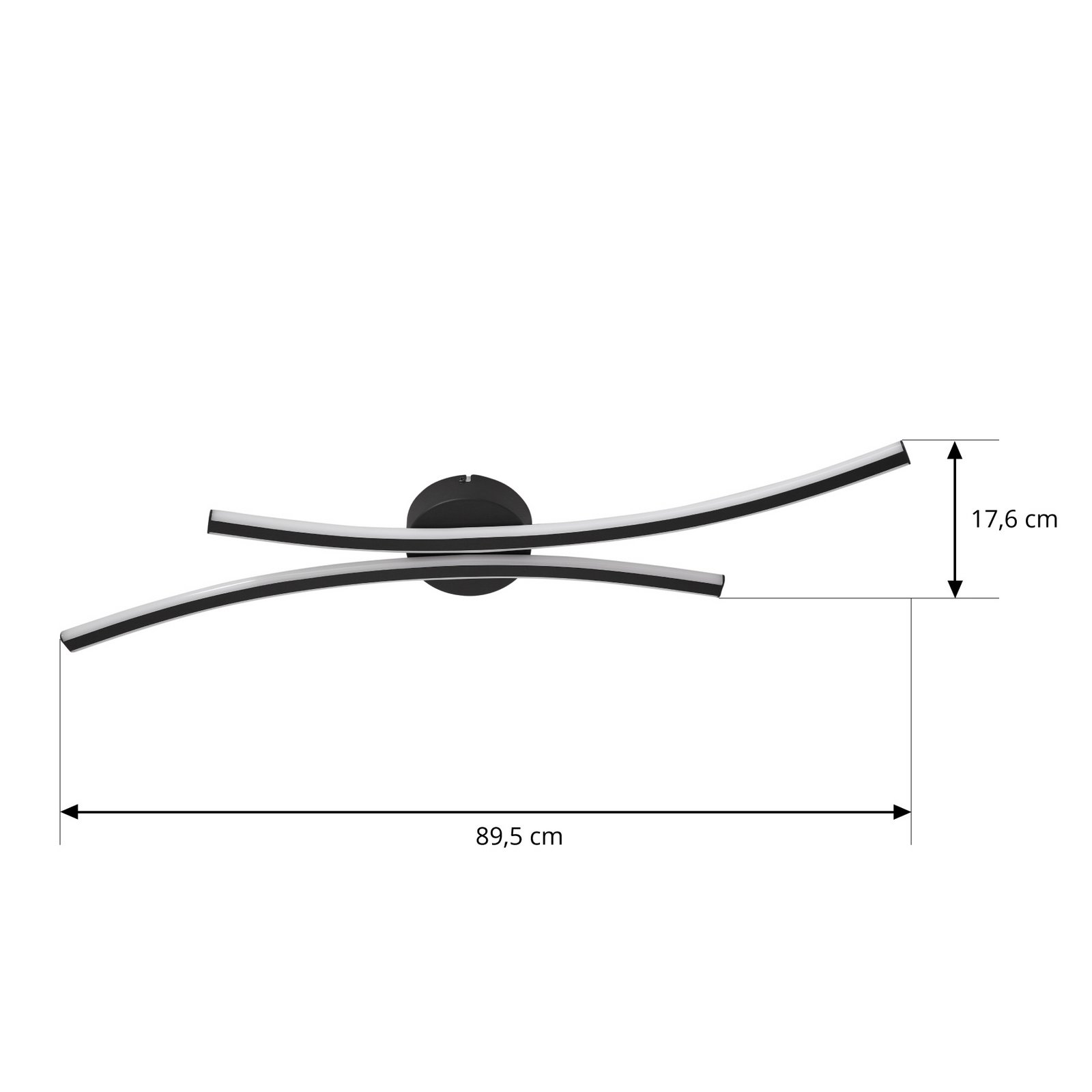 Lindby LED-Deckenleuchte Ravion, 90 cm, schwarz, 3.000 K