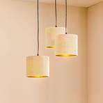 Jari hanging light fabric 3-bulb round white/gold