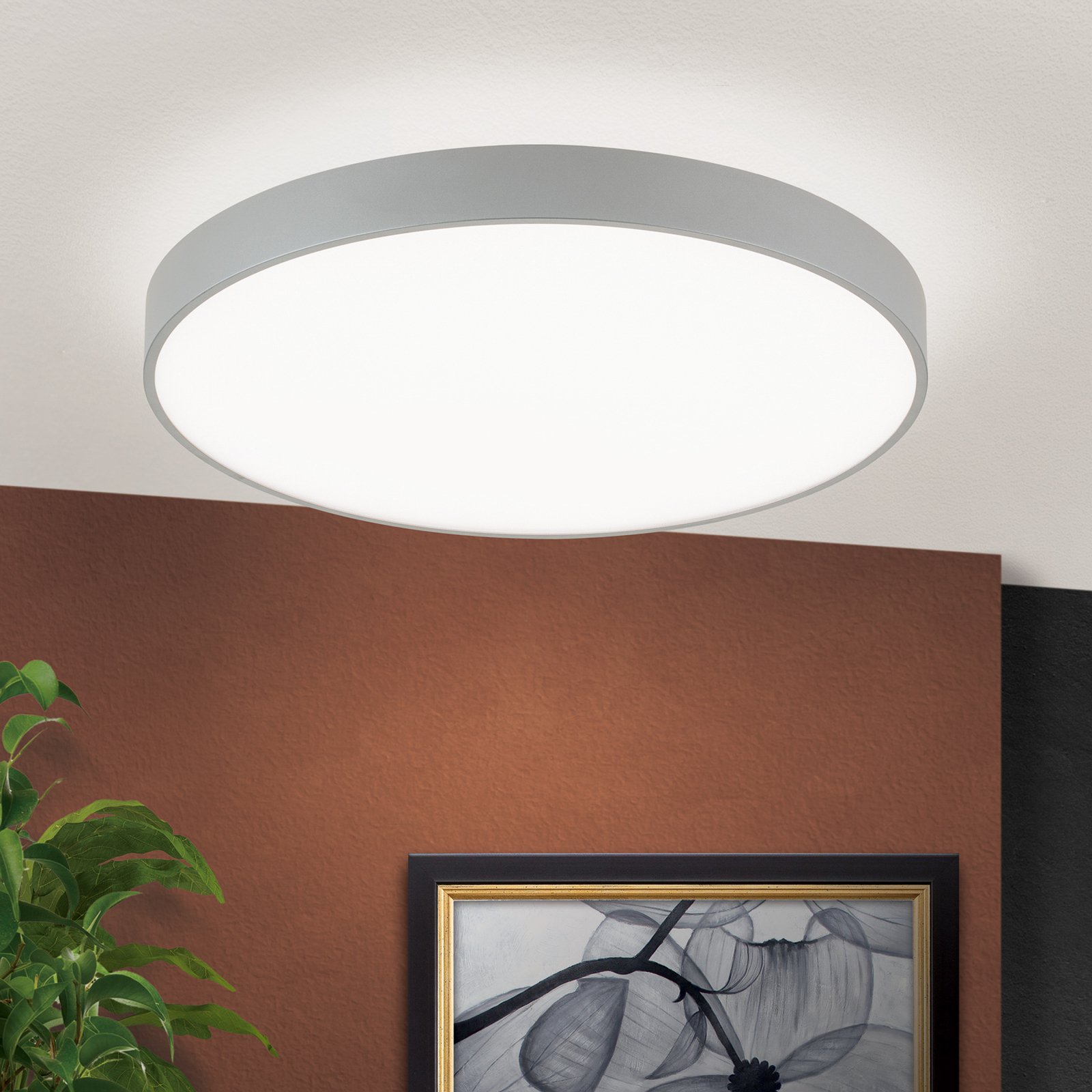 Space LED pendant light, dimmable, titanium, Ø 58 cm