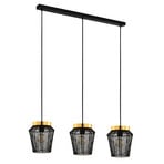 Lámpara colgante Escandidos, negro/oro, 3 luces