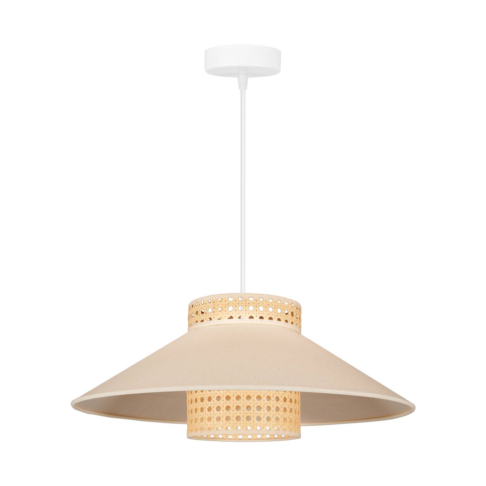 Euluna Hängeleuchte Cappello, beige, Rattan natur, Ø 45 cm
