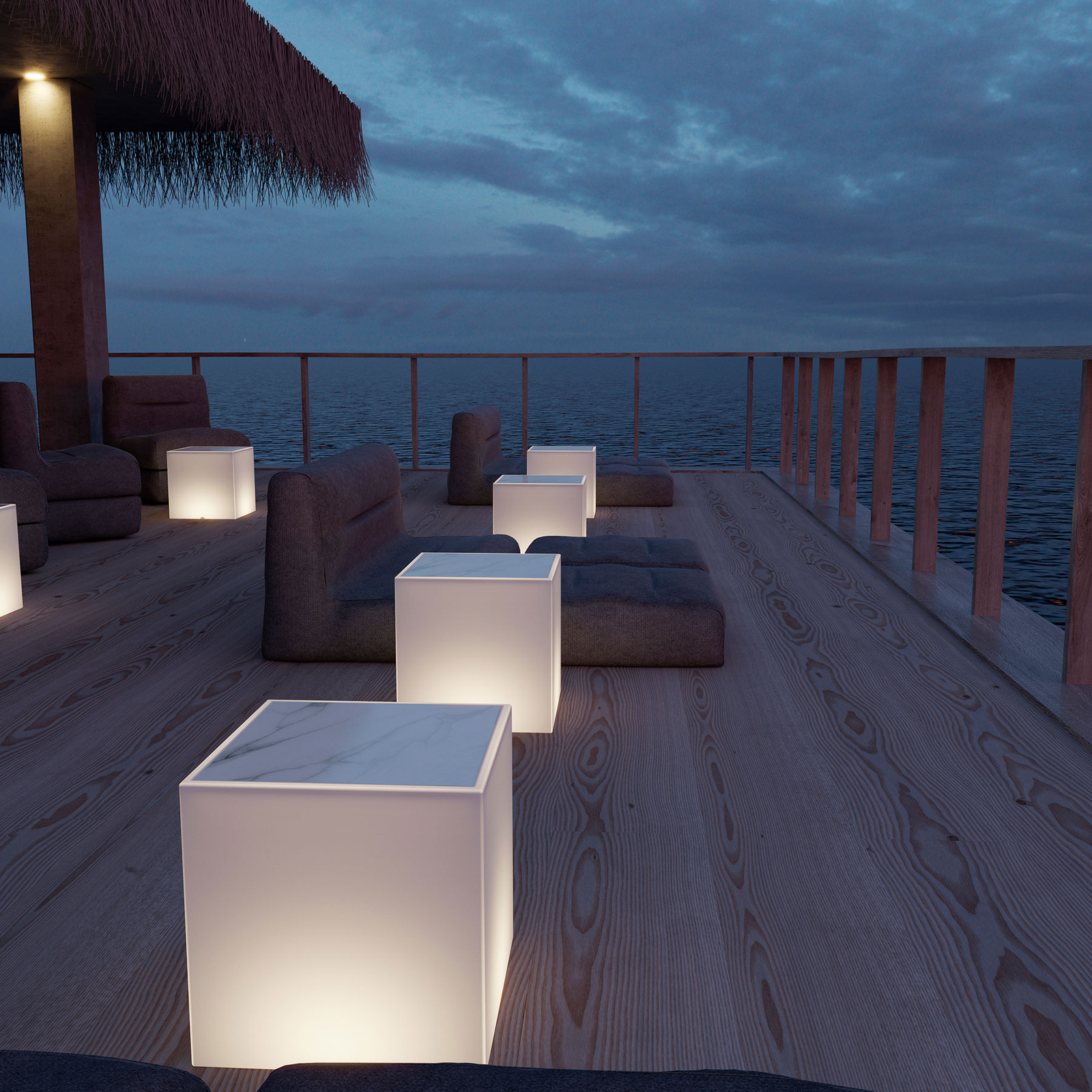 Newgarden Bora Leucht-Tisch mit Marmorplatte