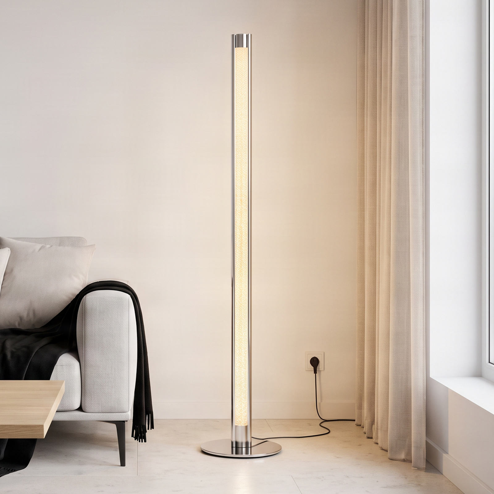 Lindby Lampa stojąca LED Hadis, RGB, pilot, biała, 120 cm