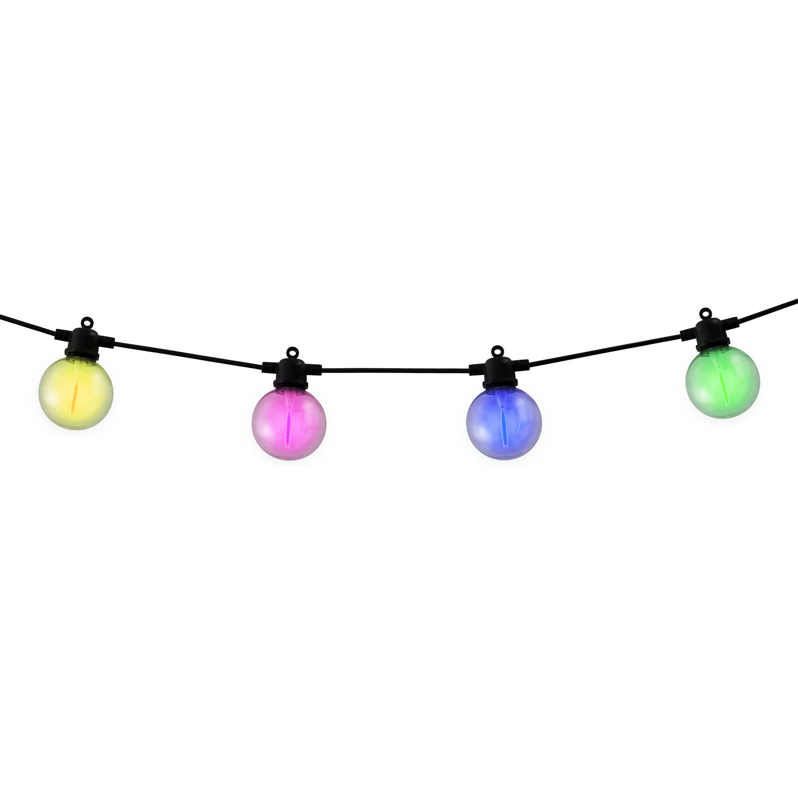 LED saulės energijos šviesų girlianda „CADENA“, RGB, juoda, 10 lempučių, 5 m