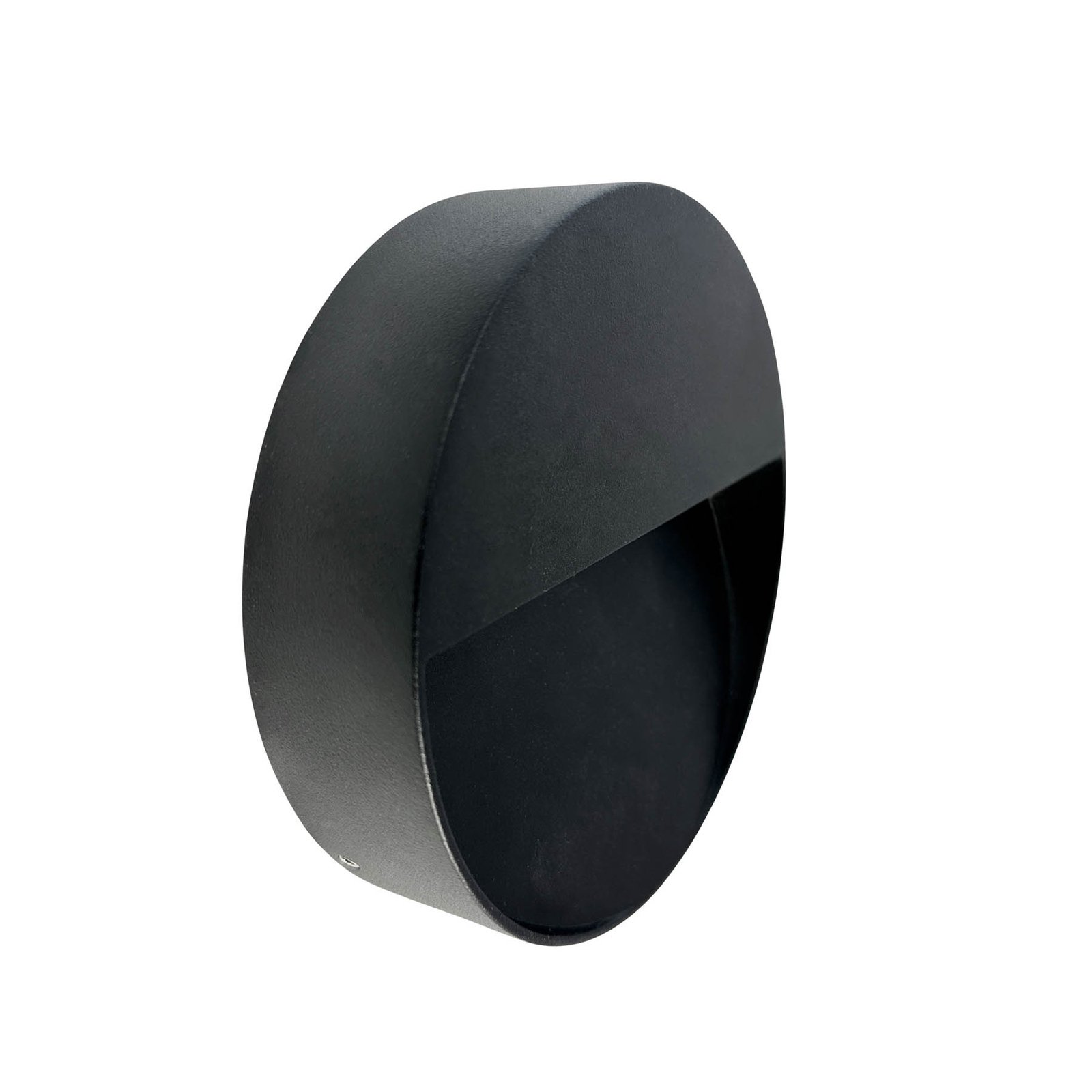 Dyberg Larsen LED outdoor wall lamp Pluto, black, Ø 15 cm