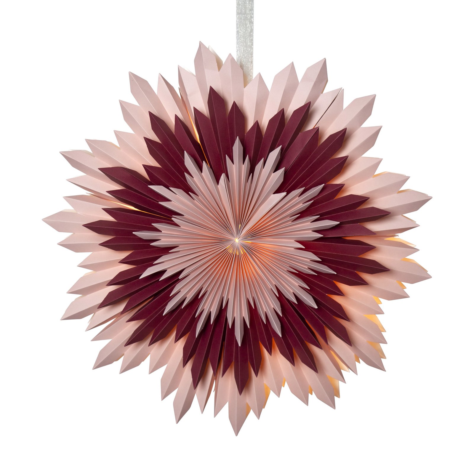 Ice decorative star, paper, no socket, pink/red