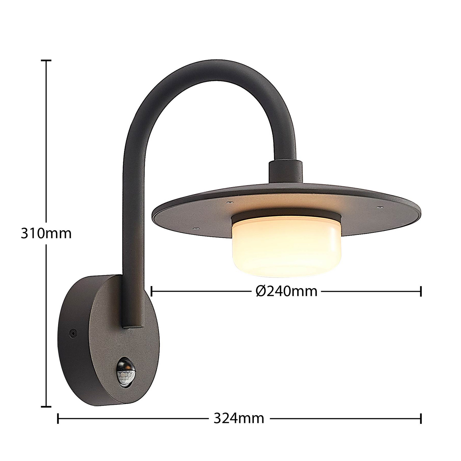 Zamalino Candeeiro de Parede Exterior com Sensor Dark Grey - Lucande