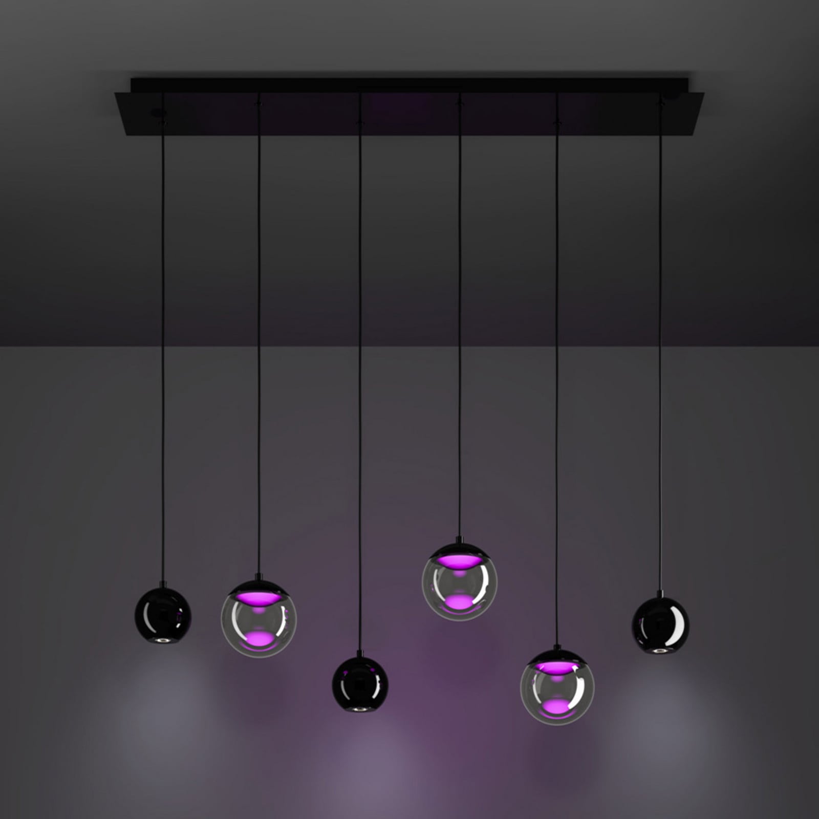 Lampada LED a sospensione Stars of Light ANORIAS, nera, 100 cm, a 6 luci Lampada LED a sospensione Stars of Light ANORIAS, nera, 100 cm, a 6 luci
