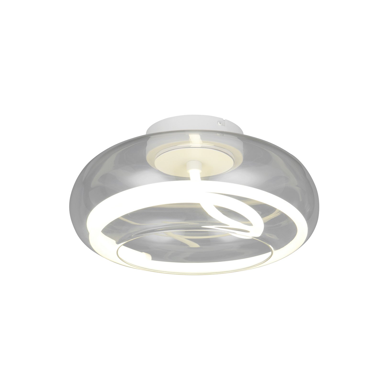 Lámpara LED de techo Tarsia, blanco mate, Ø 40 cm, cristal