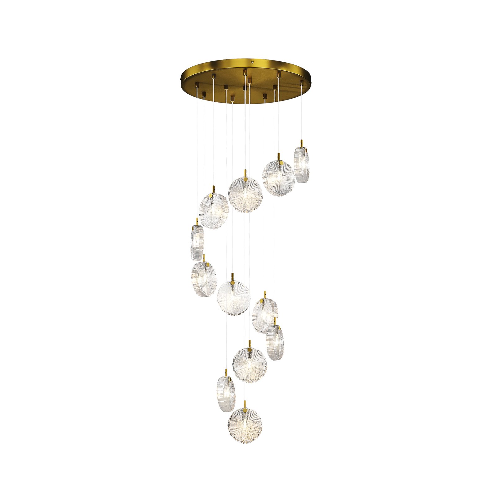 Maytoni hanglamp Frozen, 12-lamps, helder/messing, glas