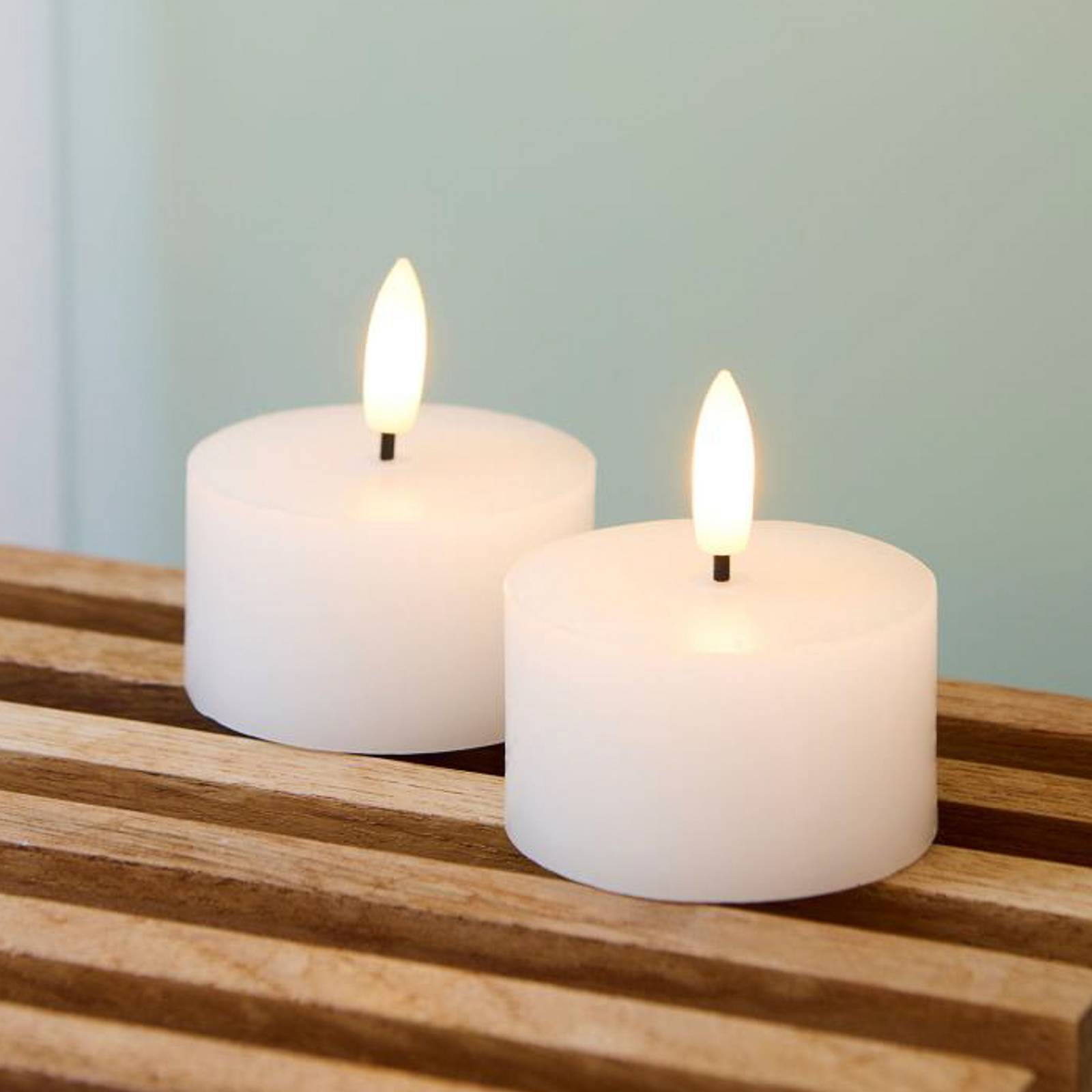 LED-Teelicht Sille, weiß, Wachs, 2er-Set, Batteriebetrieb günstig online kaufen