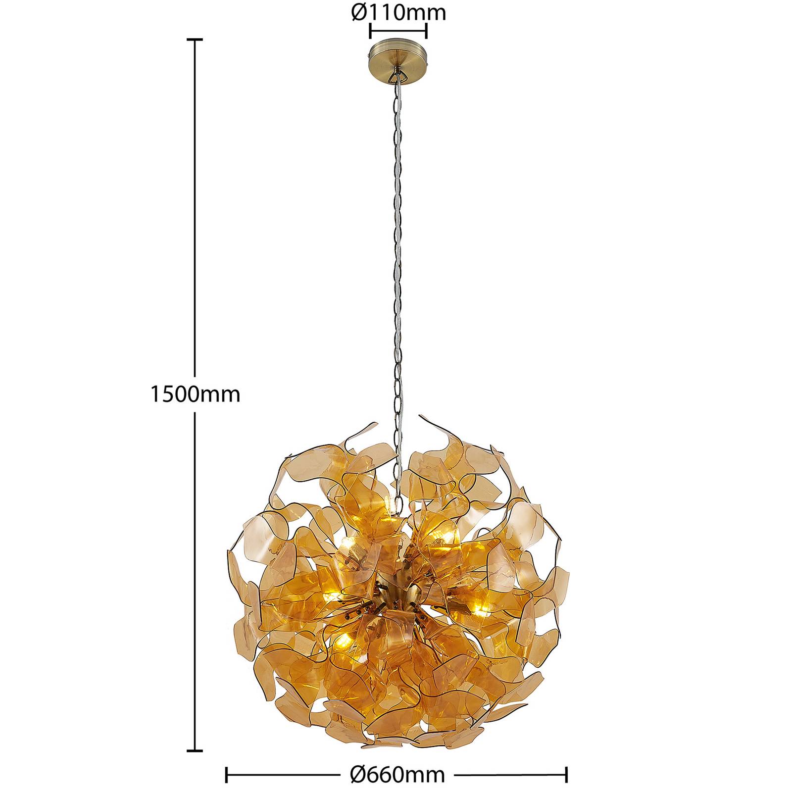 Lindby Moscalina lampa wisząca, bursztyn