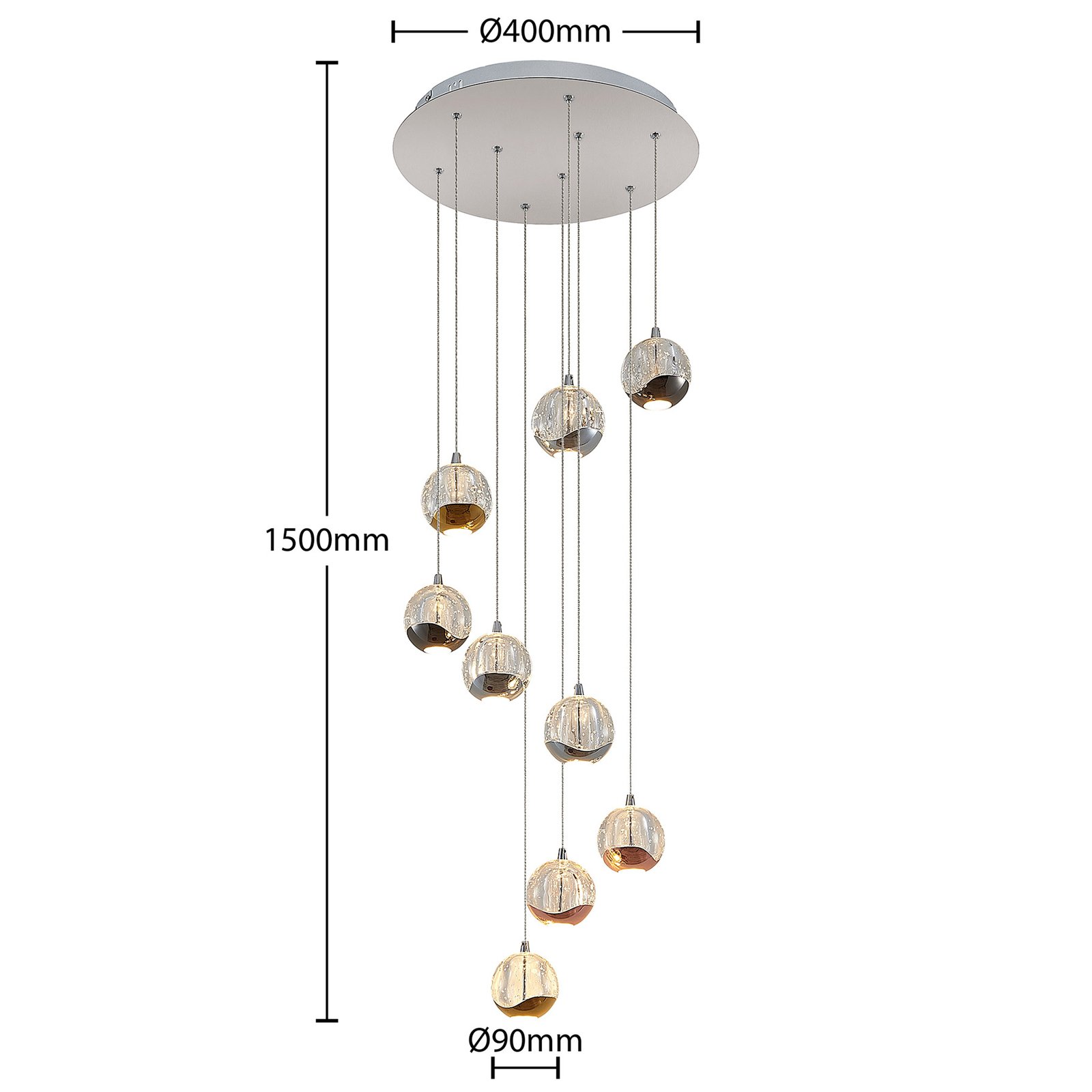Lucande Hayley LED hanglamp, 9-lamps